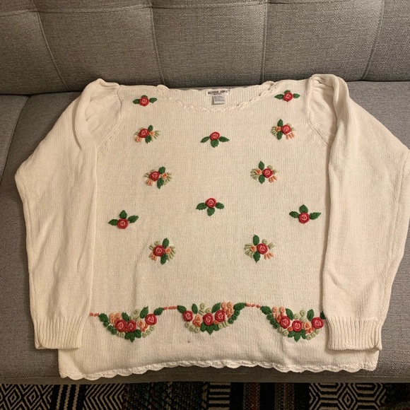 Vintage sweater with floral embroidery - Picture 3 of 6